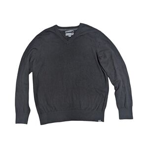 Eddie Bauer Black Cotton Cashmere V-Neck Sweater, Men's Size Large